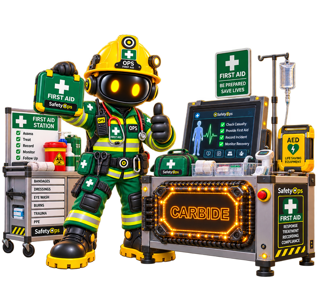 SafetyOps First Aid OPS with first aid equipment and workplace arrangements