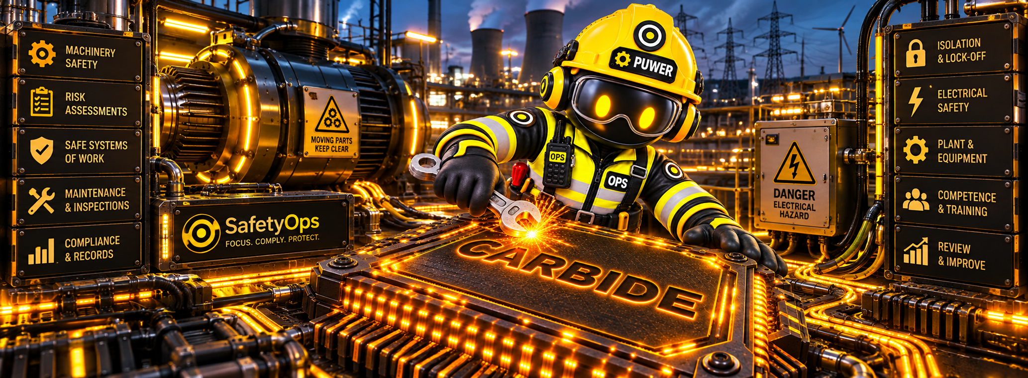 OPS in PUWER gear, checking work equipment and machinery guarding in a UK industrial facility
